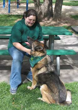Shadow and Me at the rest stop, MS Walk 2004
