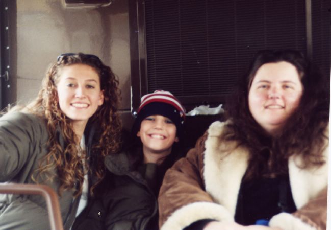 Jentri, Whitney, me, on the Olympic bus 