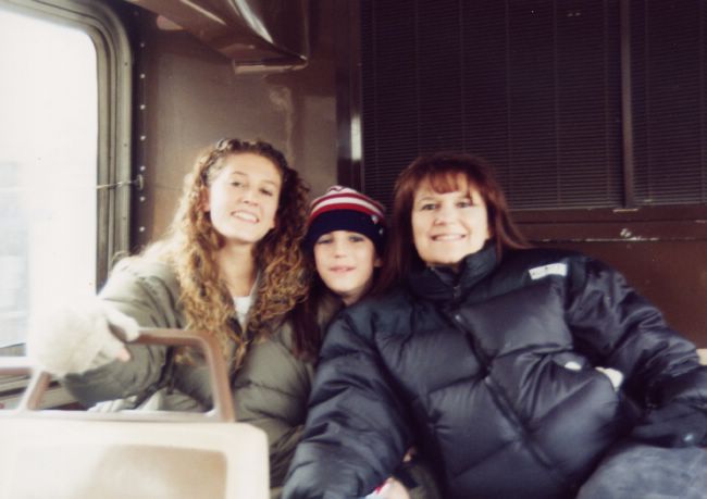 Jentri, Whitney, Laurie on the Olympic bus 