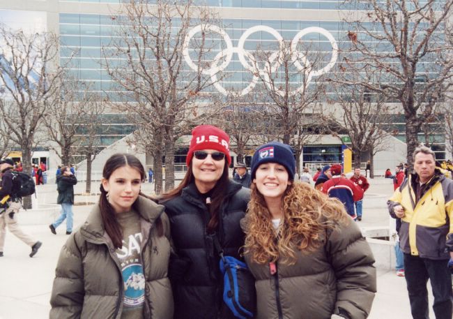 Whitney, Laurie, Jentri in front of Delta Center