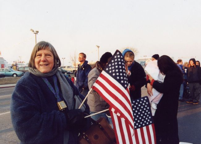 Grandma waiting to see the torch